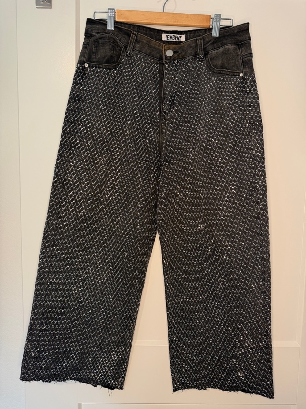 Women's Black Wide Leg Sparkle Jeans